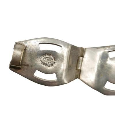 Vintage Handmade Mexican Silver Hinge Cuff Bracelet