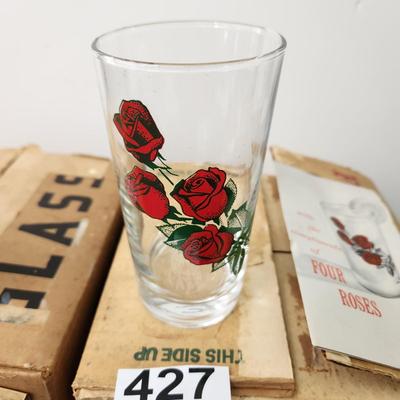 2 Boxes Vintage  Four Roses Whiskey Hi Ball Glasses  8 total