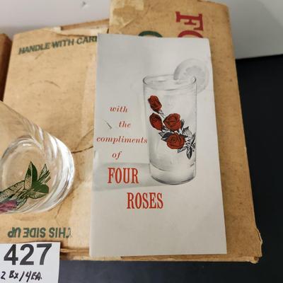 2 Boxes Vintage  Four Roses Whiskey Hi Ball Glasses  8 total