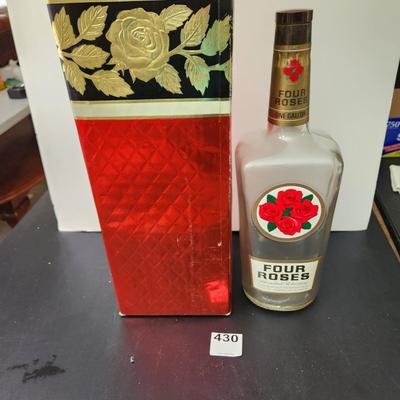 1960's Vintage Four Roses One Gallon Whiskey Bottle with box