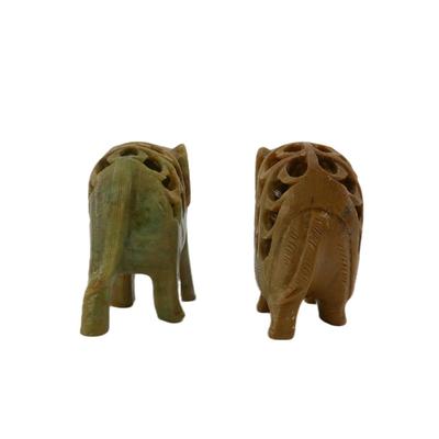 Hand-Carved Indian Stone Elephants