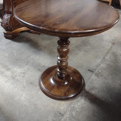 Solid Wood Pedestal Side Table Choice A