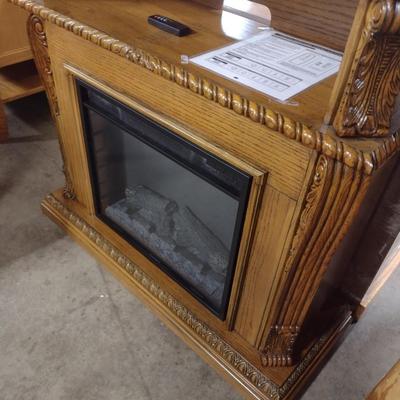 Amish Walnut Finish Wood Cabinet Twin Star Full Room Electric Fireplace