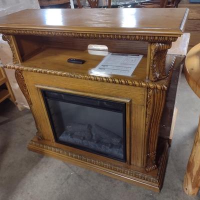 Amish Walnut Finish Wood Cabinet Twin Star Full Room Electric Fireplace