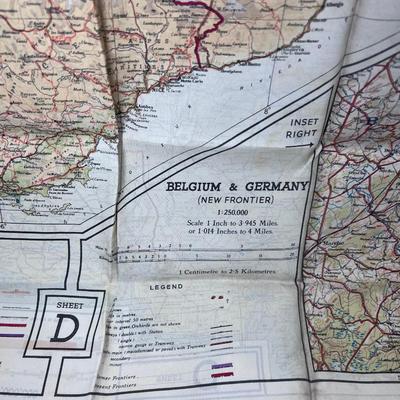Silk WW2 Europe army map carried by vetern during his time in ground troops.