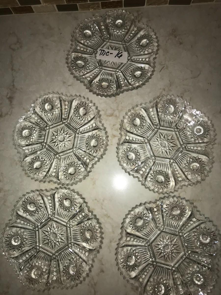 5 Cut Glass Plates