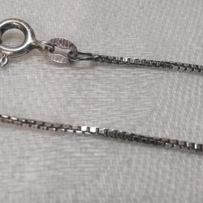Gemstone Inlay Taxco Silver Pendant 18" Italian Necklace