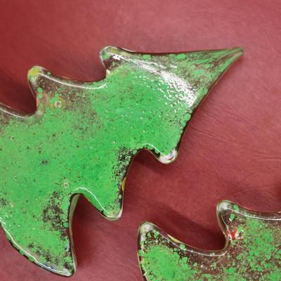Pair of Glass Murano Christmas Trees
