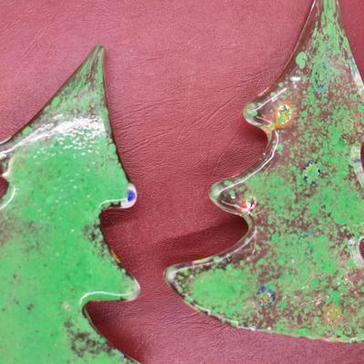 Pair of Glass Murano Christmas Trees