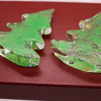 Pair of Glass Murano Christmas Trees