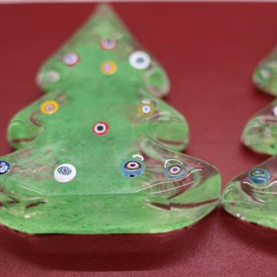 Pair of Glass Murano Christmas Trees