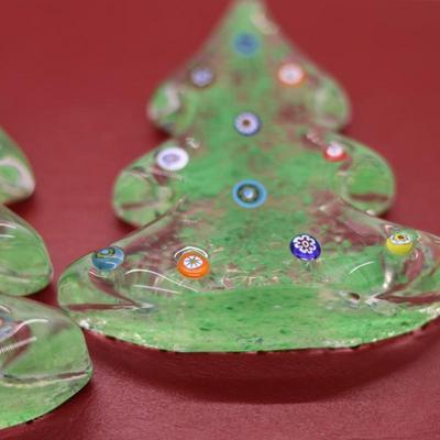 Pair of Glass Murano Christmas Trees