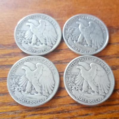 LOT 4 FOUR SILVER STANDING LIBERTY HALF DOLLARS