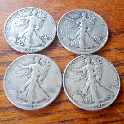 LOT 4 FOUR SILVER STANDING LIBERTY HALF DOLLARS