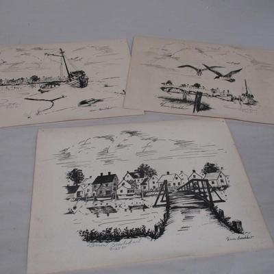 Signed Drawings By Bradshaw