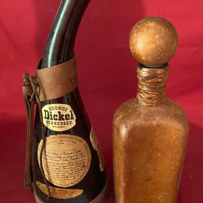 Vintage Dickey and Leather Covered Decanters