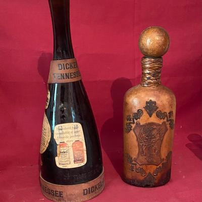 Vintage Dickey and Leather Covered Decanters