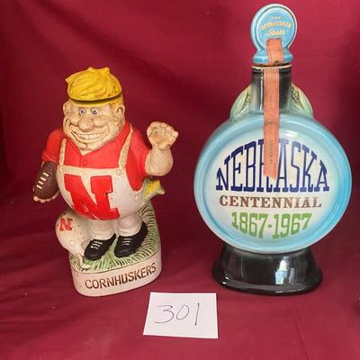 Vintage Nebraska & Cornhuskers Decanters