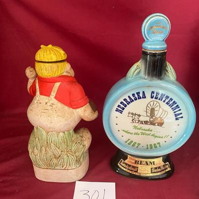 Vintage Nebraska & Cornhuskers Decanters