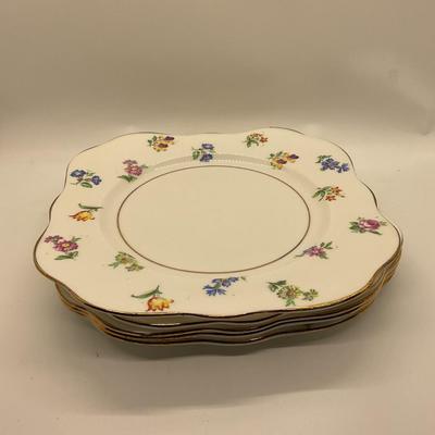 (5) M & R England Bone China Plates â€œScattered Flowersâ€ â€”5 Plates Total