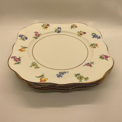 (5) M & R England Bone China Plates â€œScattered Flowersâ€ â€”5 Plates Total
