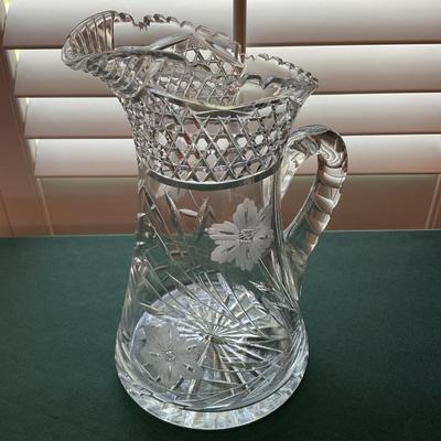 Brilliant Cut Glass Tall Pitcher