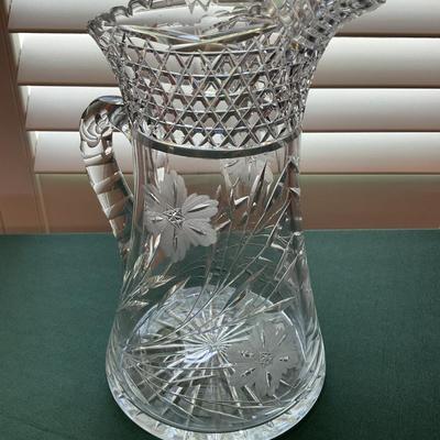 Brilliant Cut Glass Tall Pitcher