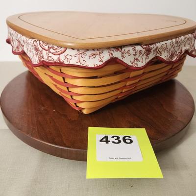 Longaberger 1999 Heart Shaped Basket w liner
