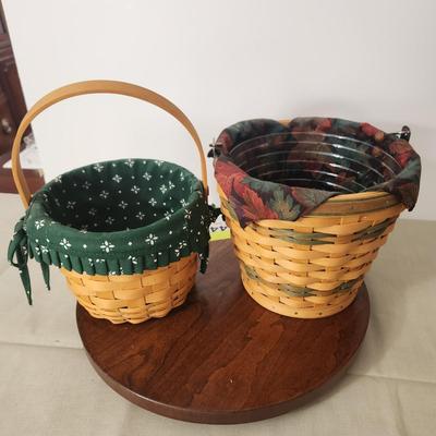 2 Longaberger Baskets w handles w Liners 1 w Protector 2002