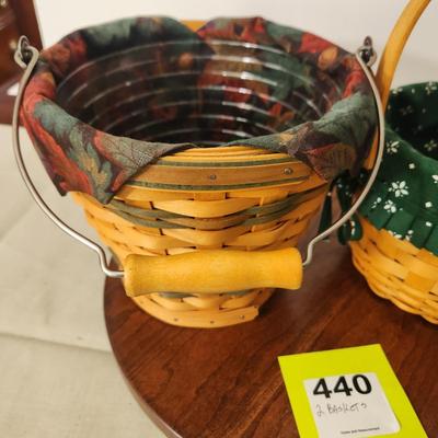2 Longaberger Baskets w handles w Liners 1 w Protector 2002