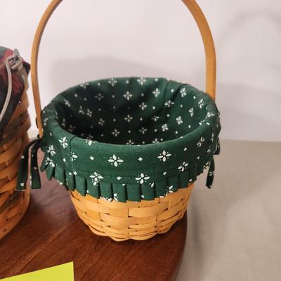 2 Longaberger Baskets w handles w Liners 1 w Protector 2002