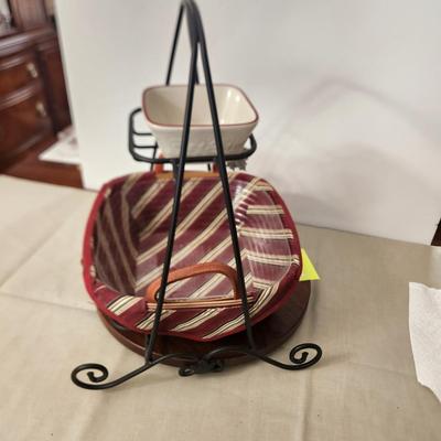 Longaberger 2005 Christmas Collection Silver Bells w Wrought Iron 2 tier Stand