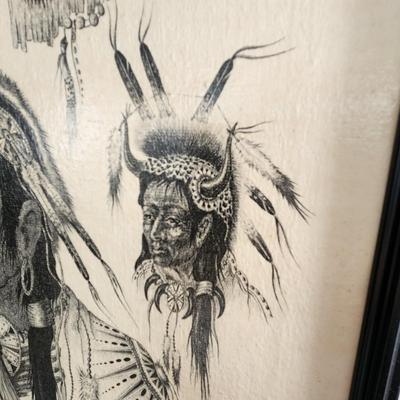 Native American Wooden Land Kiowa signed Woody Crumbo