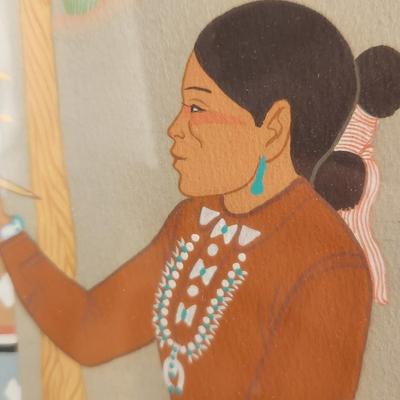 Navajo Artist Harrison Begay (Haskay Yahne Yah) Navajo Mother Weaving