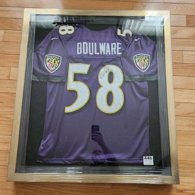 Baltimore Raven Pete Boulware signed Jersey Framed