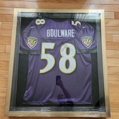 Baltimore Raven Pete Boulware signed Jersey Framed