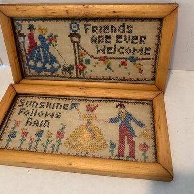 PAIR Handmade Antique Needlepoint
