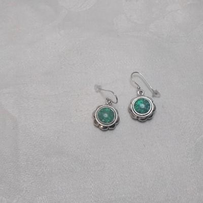 Vintage Green Opal 925 Earrings