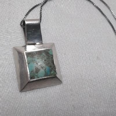 Vintage Turquoise 18" Italian 925 Necklace