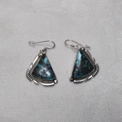 Vintage Navajo Turquoise Signed Earrings