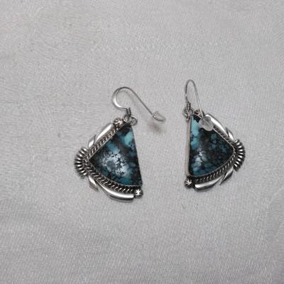 Vintage Navajo Turquoise Signed Earrings