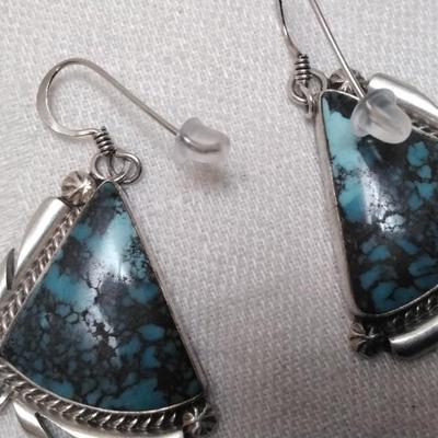 Vintage Navajo Turquoise Signed Earrings