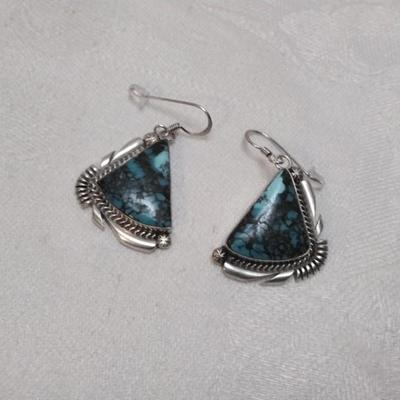 Vintage Navajo Turquoise Signed Earrings