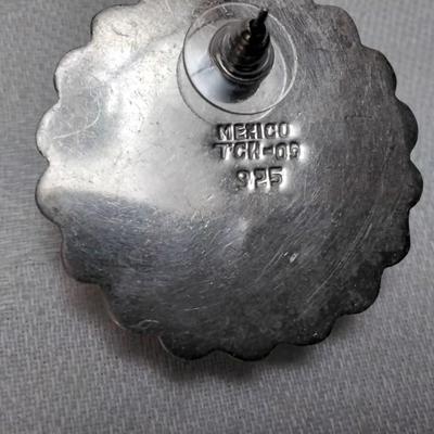 Vintage Taxco Silver Large Button Post Earrings