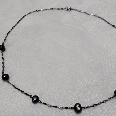Vintage Unique Tahitian Pearl 925 16" Necklace
