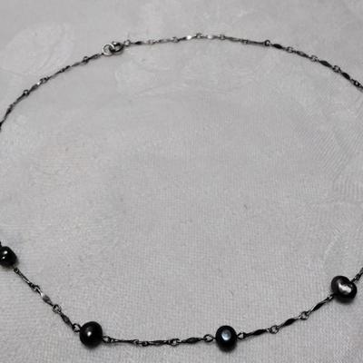 Vintage Unique Tahitian Pearl 925 16" Necklace