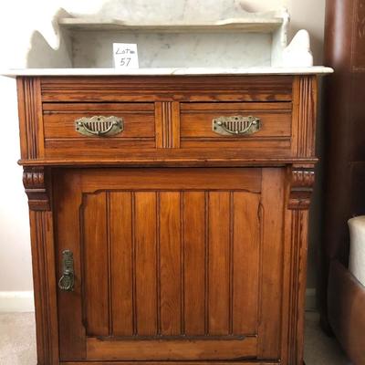 Antique Marble Top and wood Night Stand