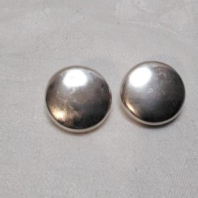 Taxco Silver Substantial Button Earrings