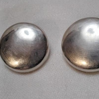 Taxco Silver Substantial Button Earrings