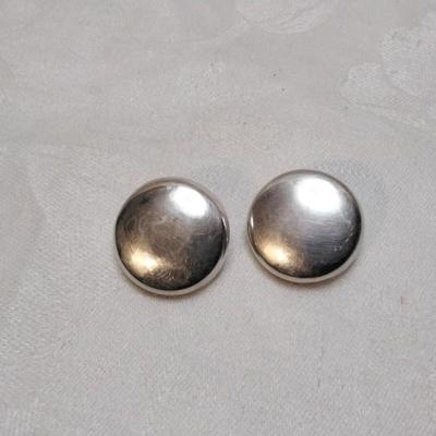 Taxco Silver Substantial Button Earrings